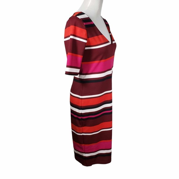 Slate & Willow Size Medium Bold Striped V-Neck Knee Length Dress - Picture 2 of 7